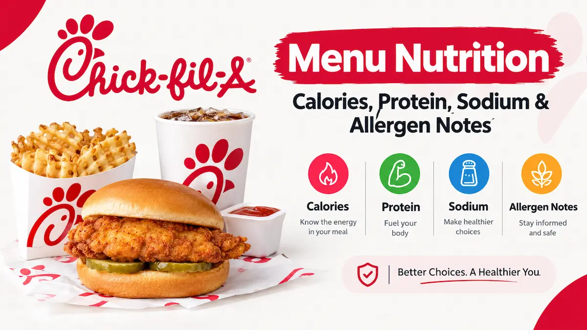 Chick-fil-A Menu Nutrition Calories, Protein, Sodium & Allergen Notes
